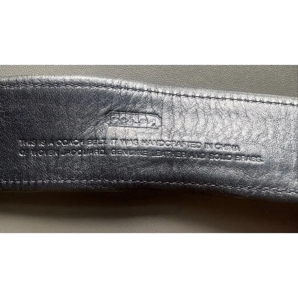 Coach Classic Mini Monogram Silver Buckle Black and white Belt 3977